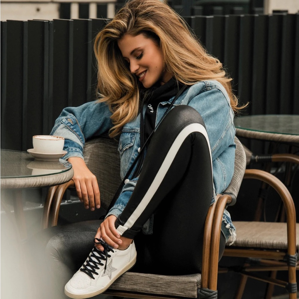 Spanx faux leather side stripe leggings